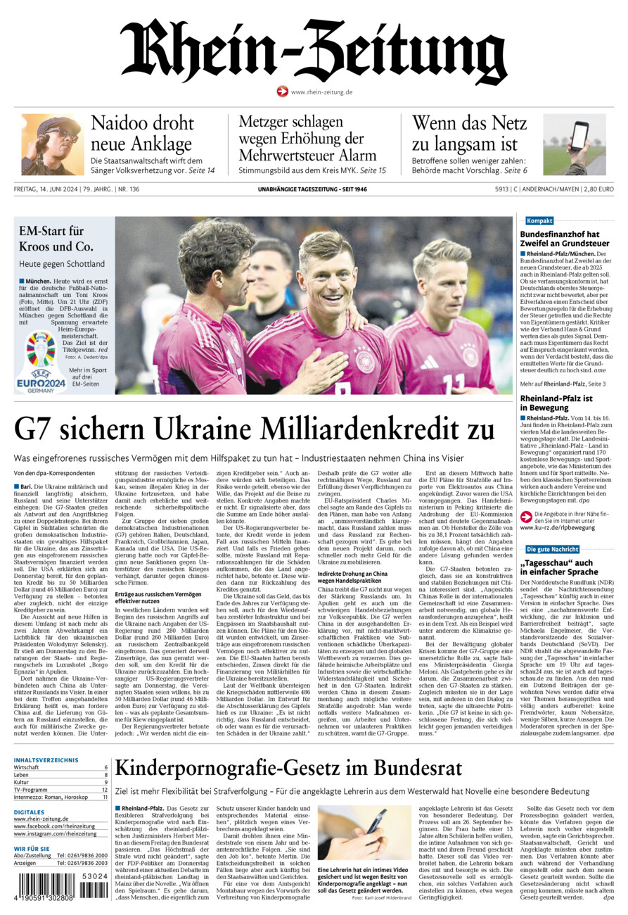 Rhein-Zeitung Andernach & Mayen vom Freitag, 14.06.2024