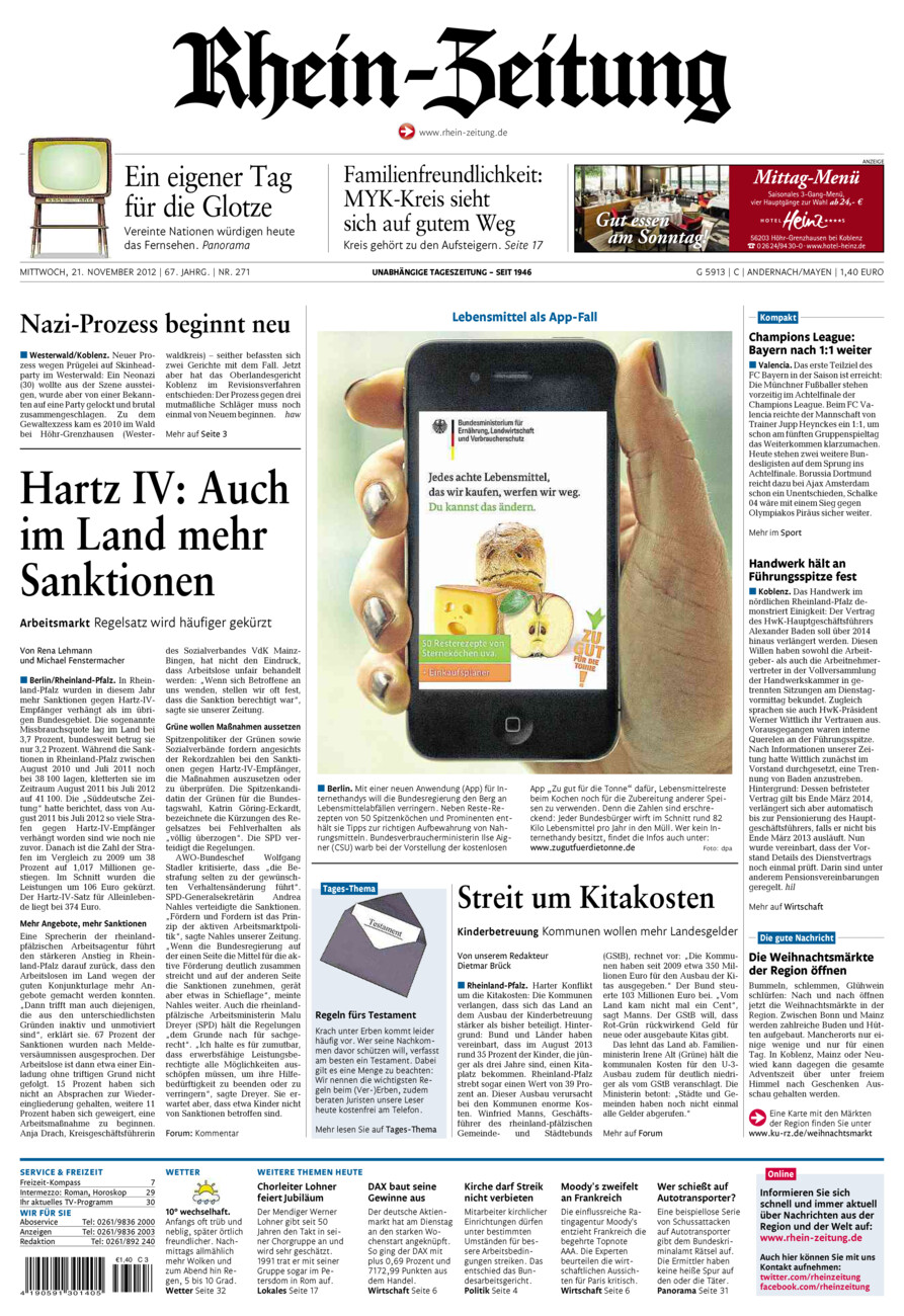 Rhein-Zeitung Andernach & Mayen vom Mittwoch, 21.11.2012
