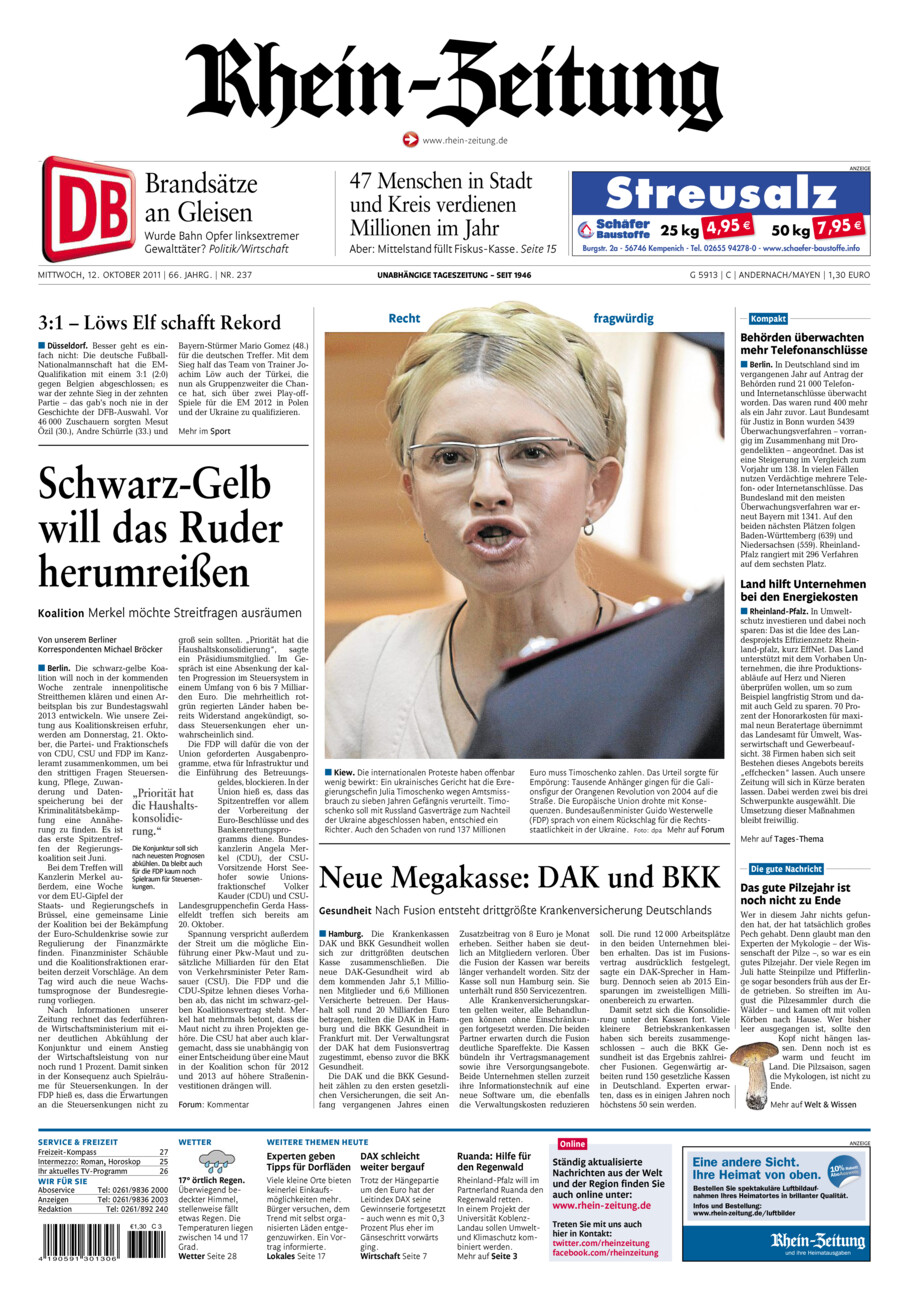 Rhein-Zeitung Andernach & Mayen vom Mittwoch, 12.10.2011