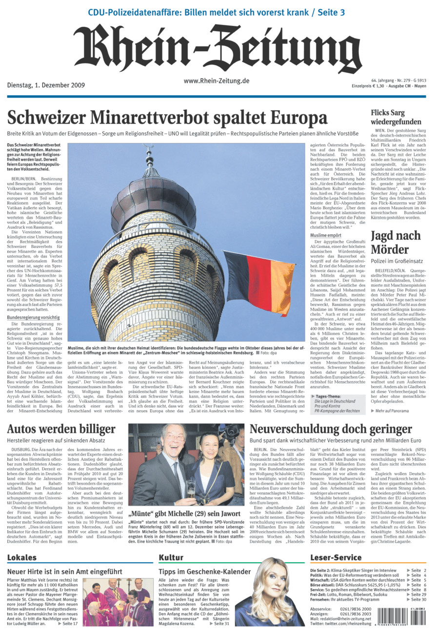 Rhein-Zeitung Andernach & Mayen vom Dienstag, 01.12.2009