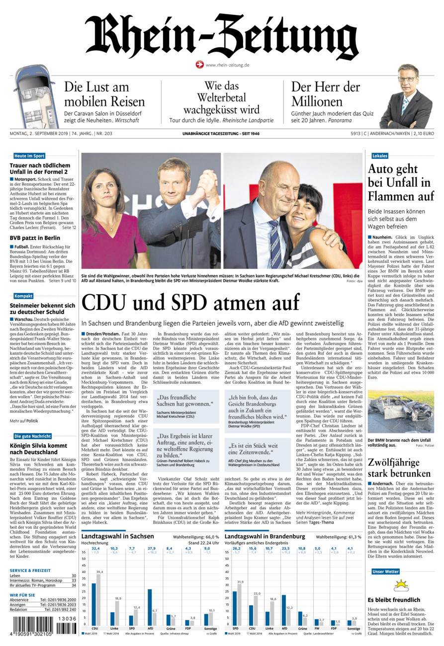Rhein-Zeitung Andernach & Mayen vom Montag, 02.09.2019