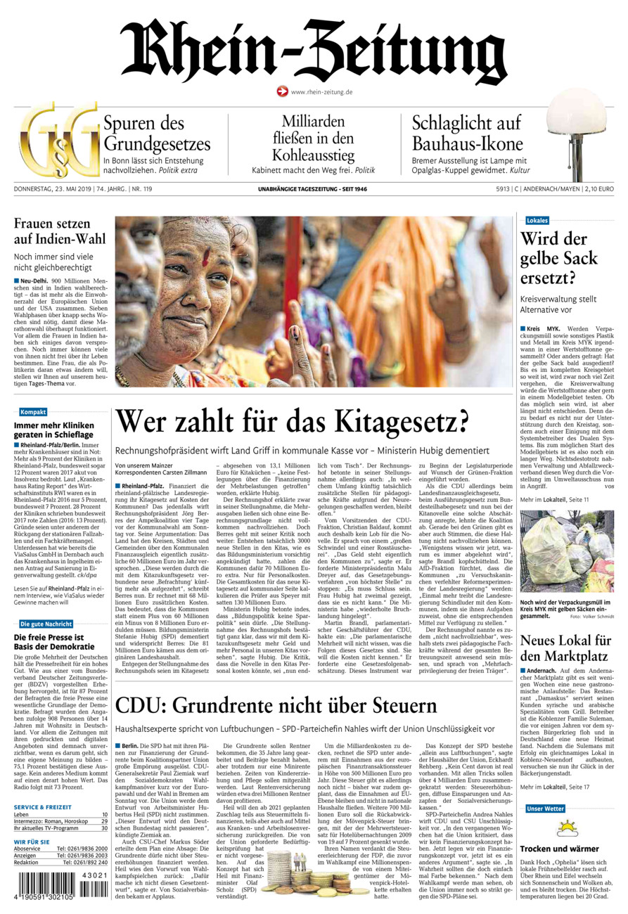 Rhein-Zeitung Andernach & Mayen vom Donnerstag, 23.05.2019
