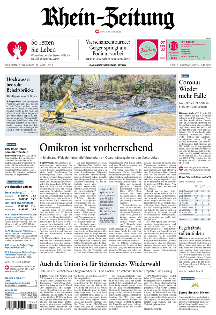 Rhein-Zeitung Andernach & Mayen vom Donnerstag, 06.01.2022