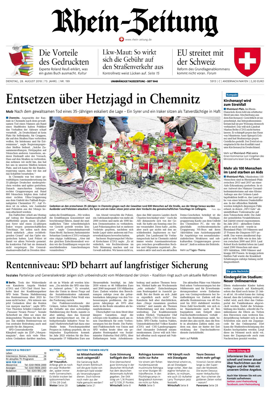 Rhein-Zeitung Andernach & Mayen vom Dienstag, 28.08.2018