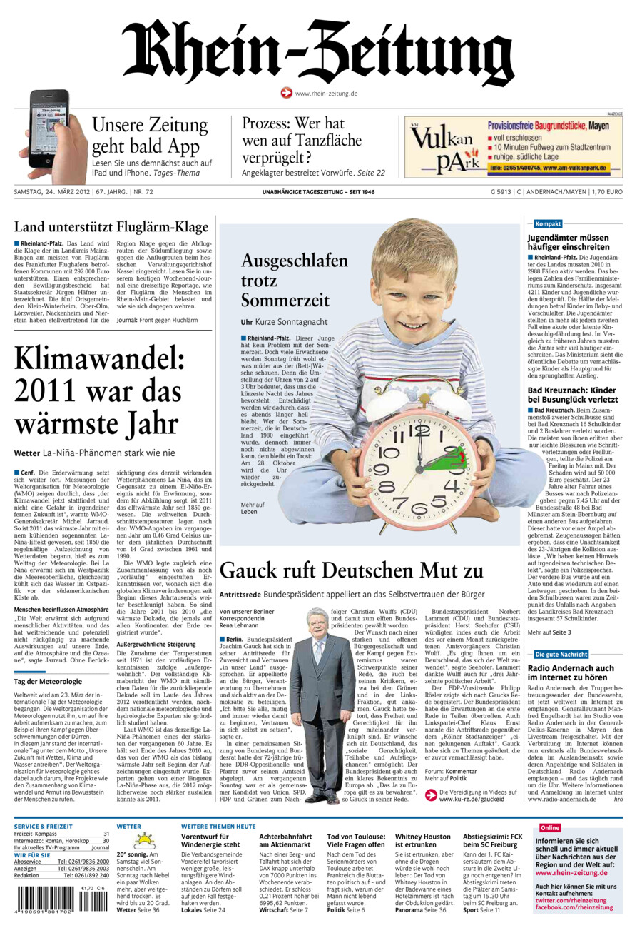Rhein-Zeitung Andernach & Mayen vom Samstag, 24.03.2012