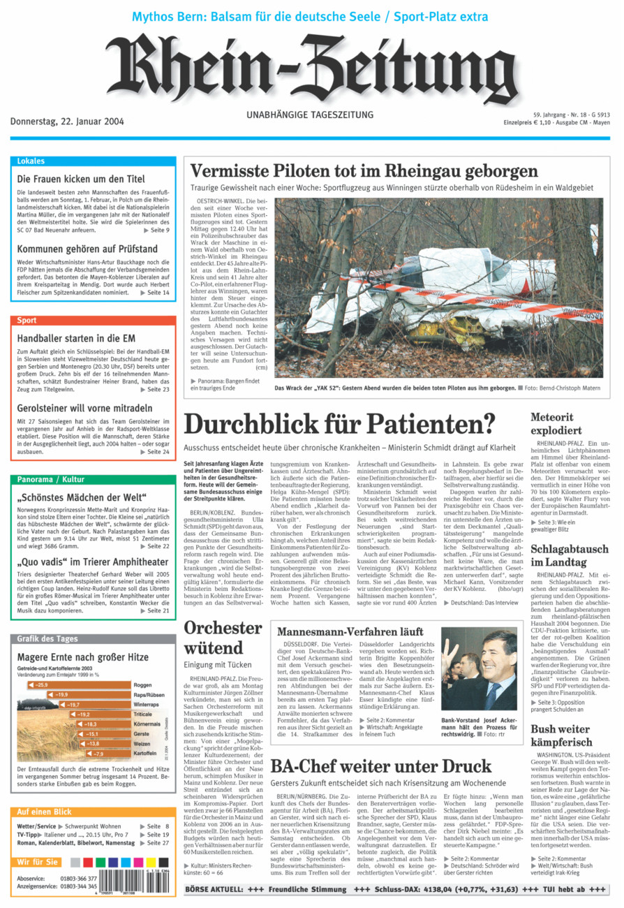 Rhein-Zeitung Andernach & Mayen vom Donnerstag, 22.01.2004