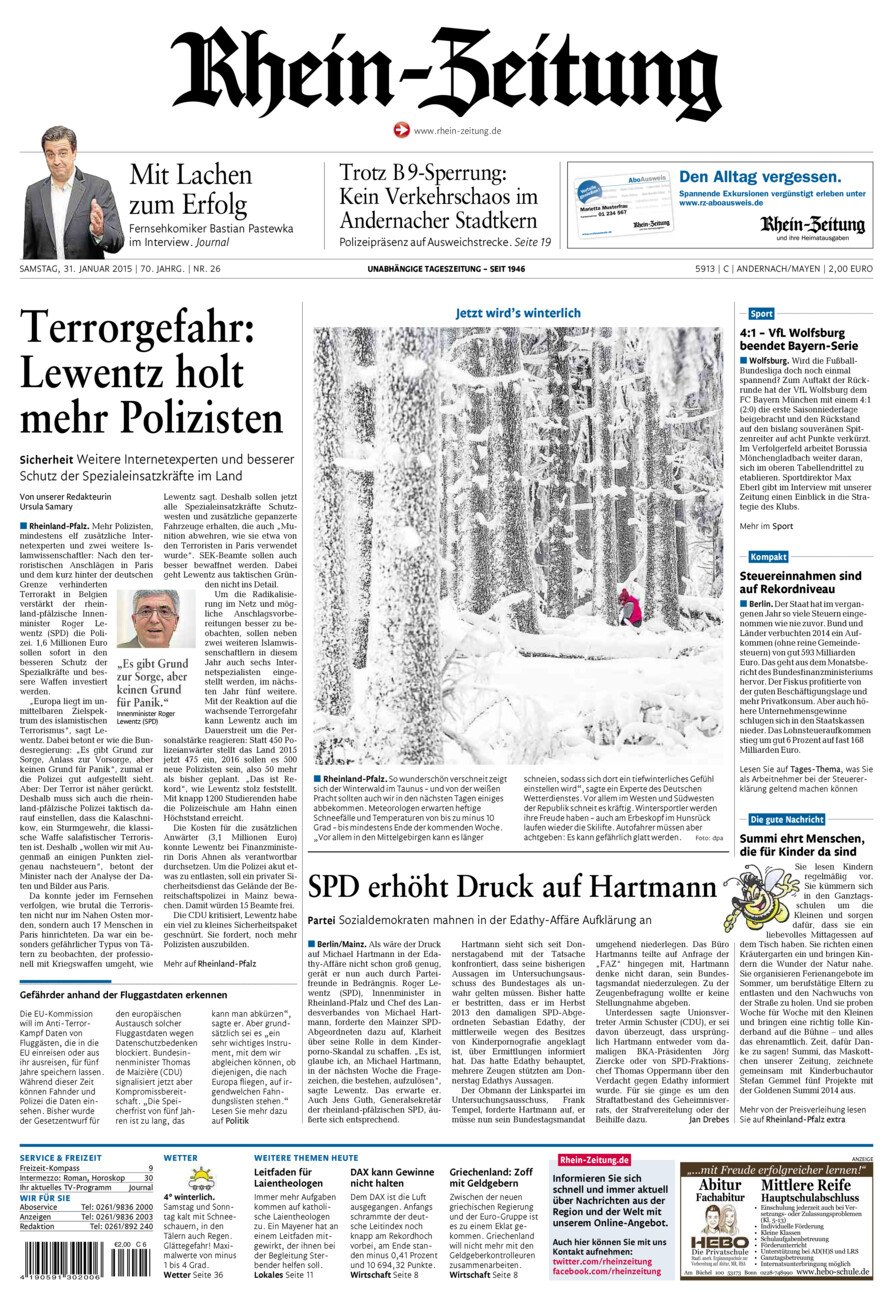 Rhein-Zeitung Andernach & Mayen vom Samstag, 31.01.2015