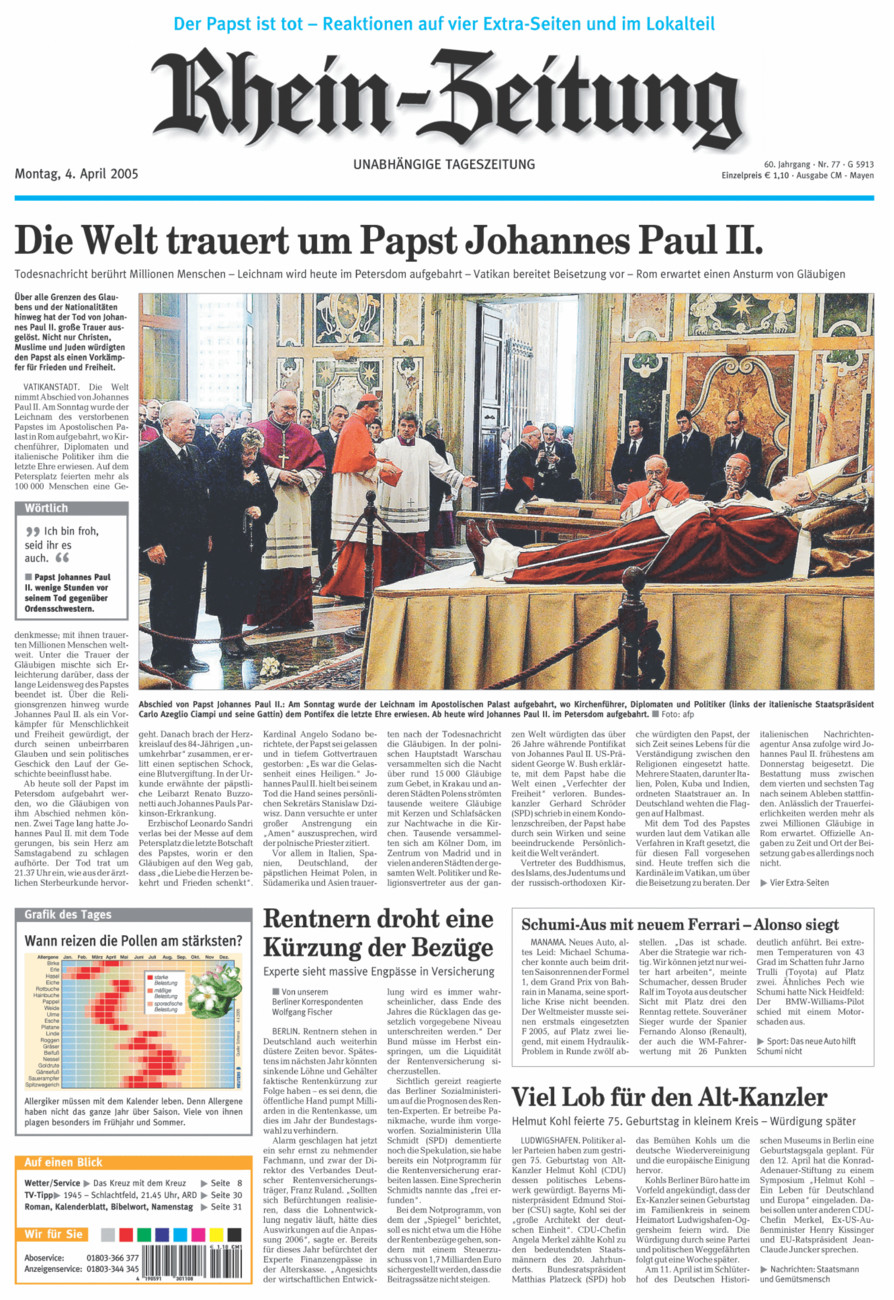 Rhein-Zeitung Andernach & Mayen vom Montag, 04.04.2005