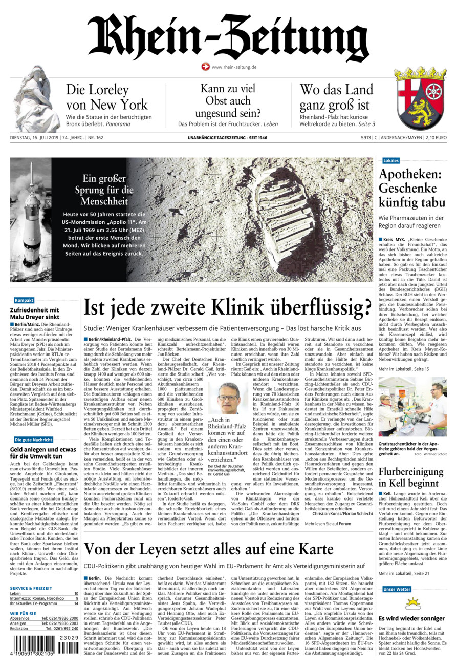 Rhein-Zeitung Andernach & Mayen vom Dienstag, 16.07.2019