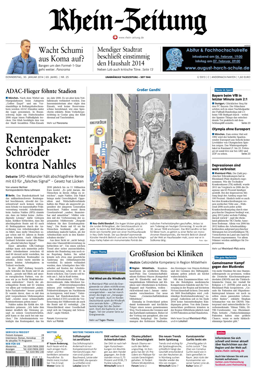 Rhein-Zeitung Andernach & Mayen vom Donnerstag, 30.01.2014
