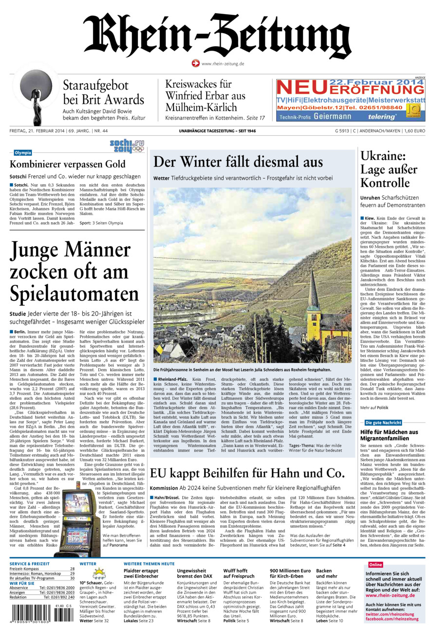 Rhein-Zeitung Andernach & Mayen vom Freitag, 21.02.2014