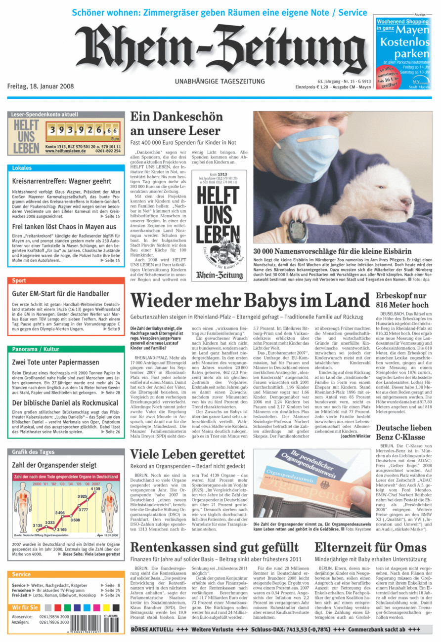 Rhein-Zeitung Andernach & Mayen vom Freitag, 18.01.2008