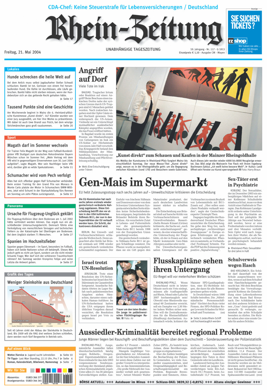 Rhein-Zeitung Andernach & Mayen vom Freitag, 21.05.2004