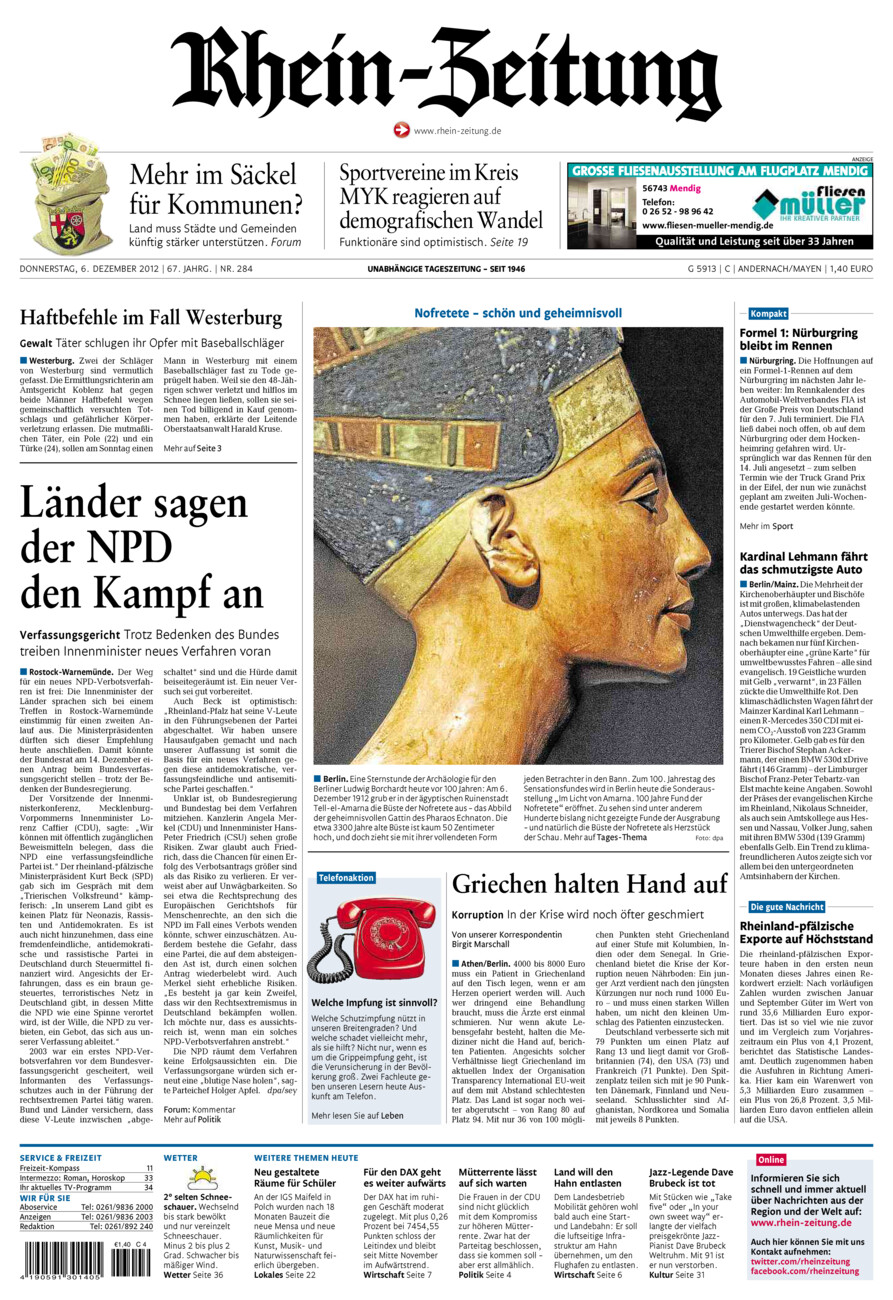 Rhein-Zeitung Andernach & Mayen vom Donnerstag, 06.12.2012