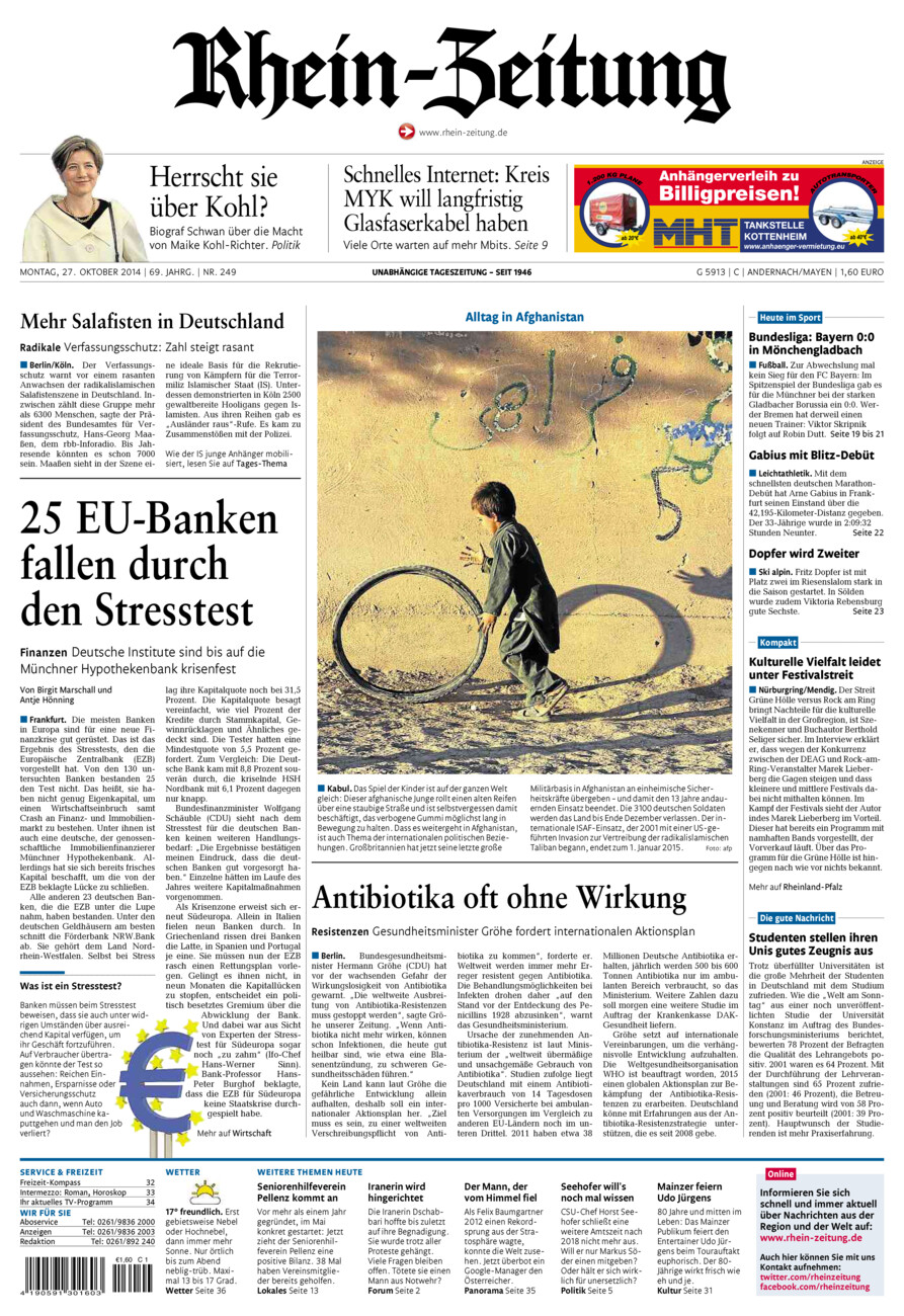Rhein-Zeitung Andernach & Mayen vom Montag, 27.10.2014