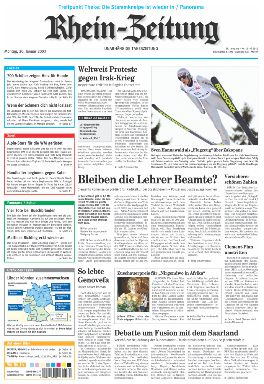 Rhein-Zeitung Andernach & Mayen vom Montag, 20.01.2003