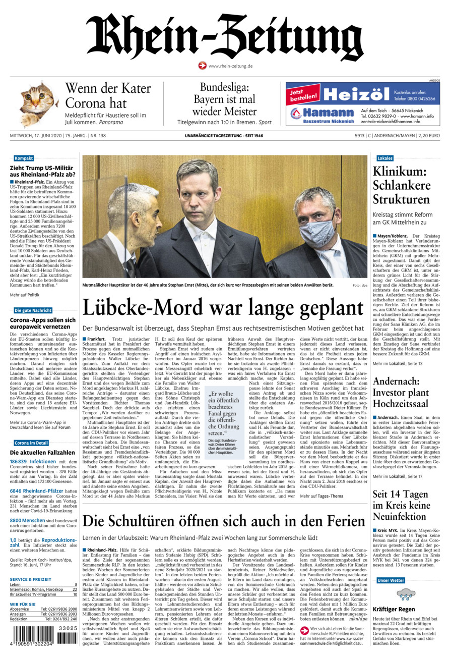 Rhein-Zeitung Andernach & Mayen vom Mittwoch, 17.06.2020