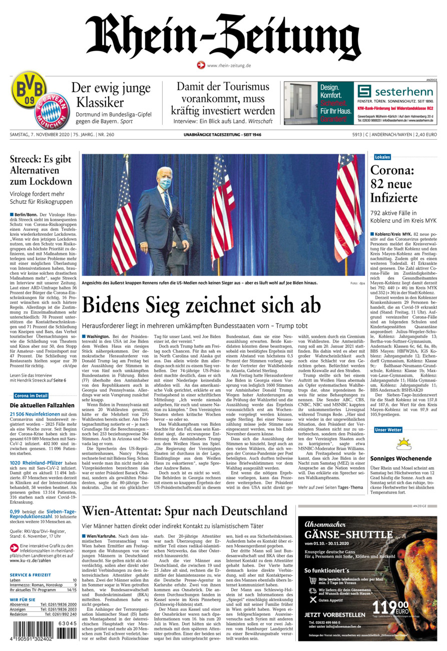 Rhein-Zeitung Andernach & Mayen vom Samstag, 07.11.2020