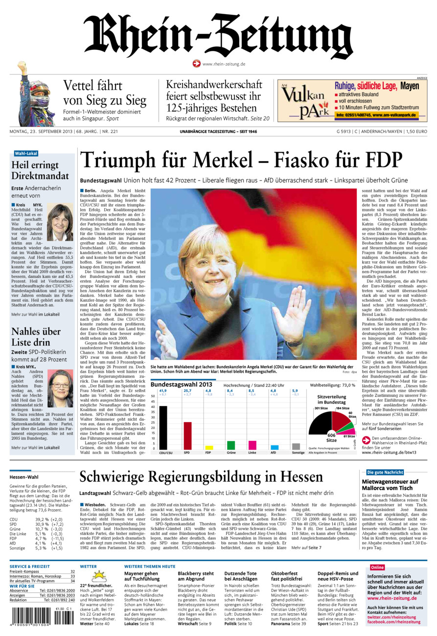 Rhein-Zeitung Andernach & Mayen vom Montag, 23.09.2013