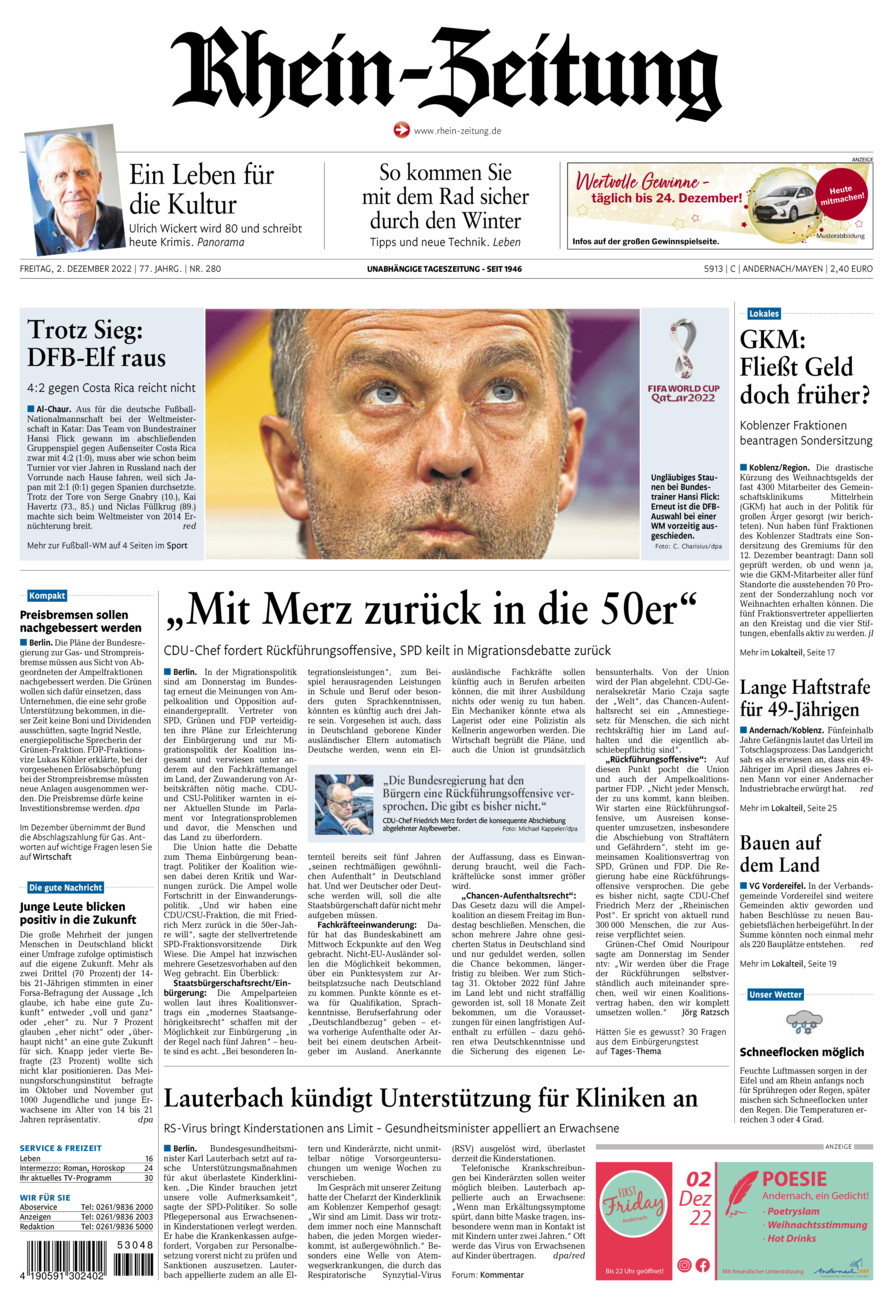 Rhein-Zeitung Andernach & Mayen vom Freitag, 02.12.2022
