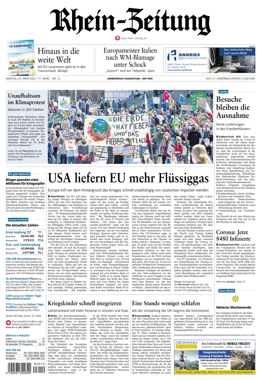 Rhein-Zeitung Andernach & Mayen vom Samstag, 26.03.2022