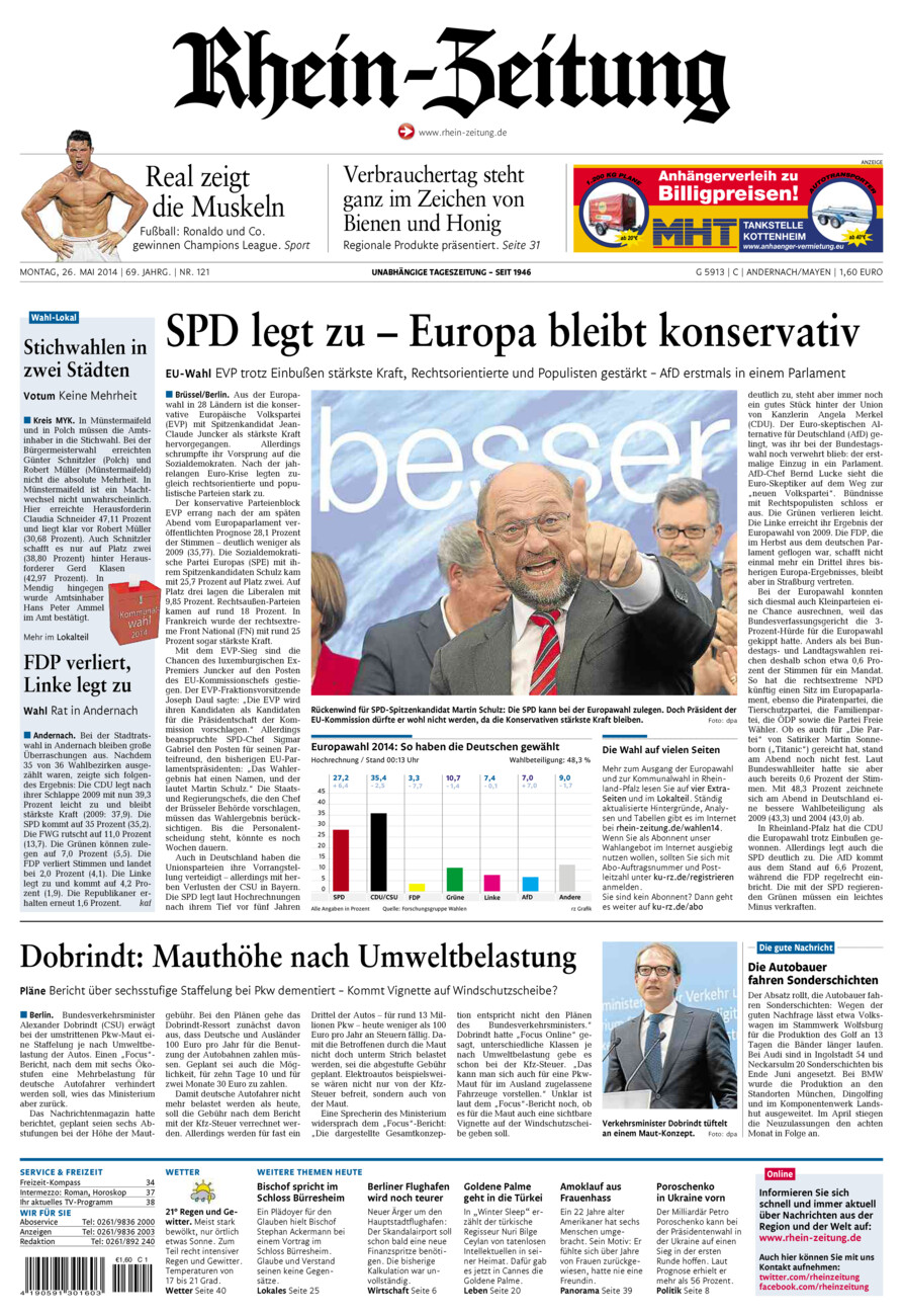 Rhein-Zeitung Andernach & Mayen vom Montag, 26.05.2014