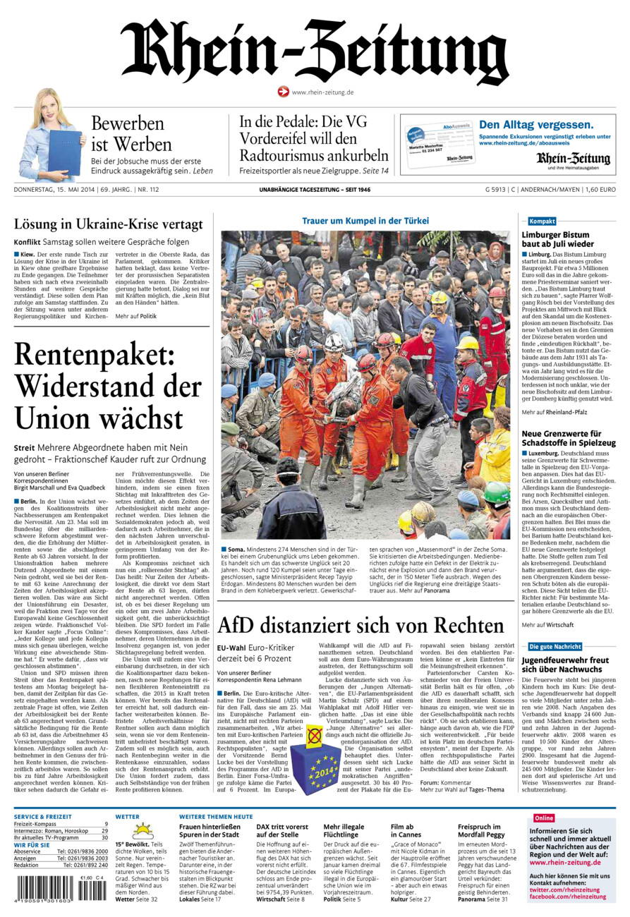 Rhein-Zeitung Andernach & Mayen vom Donnerstag, 15.05.2014