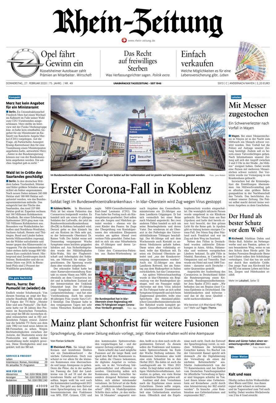 Rhein-Zeitung Andernach & Mayen vom Donnerstag, 27.02.2020