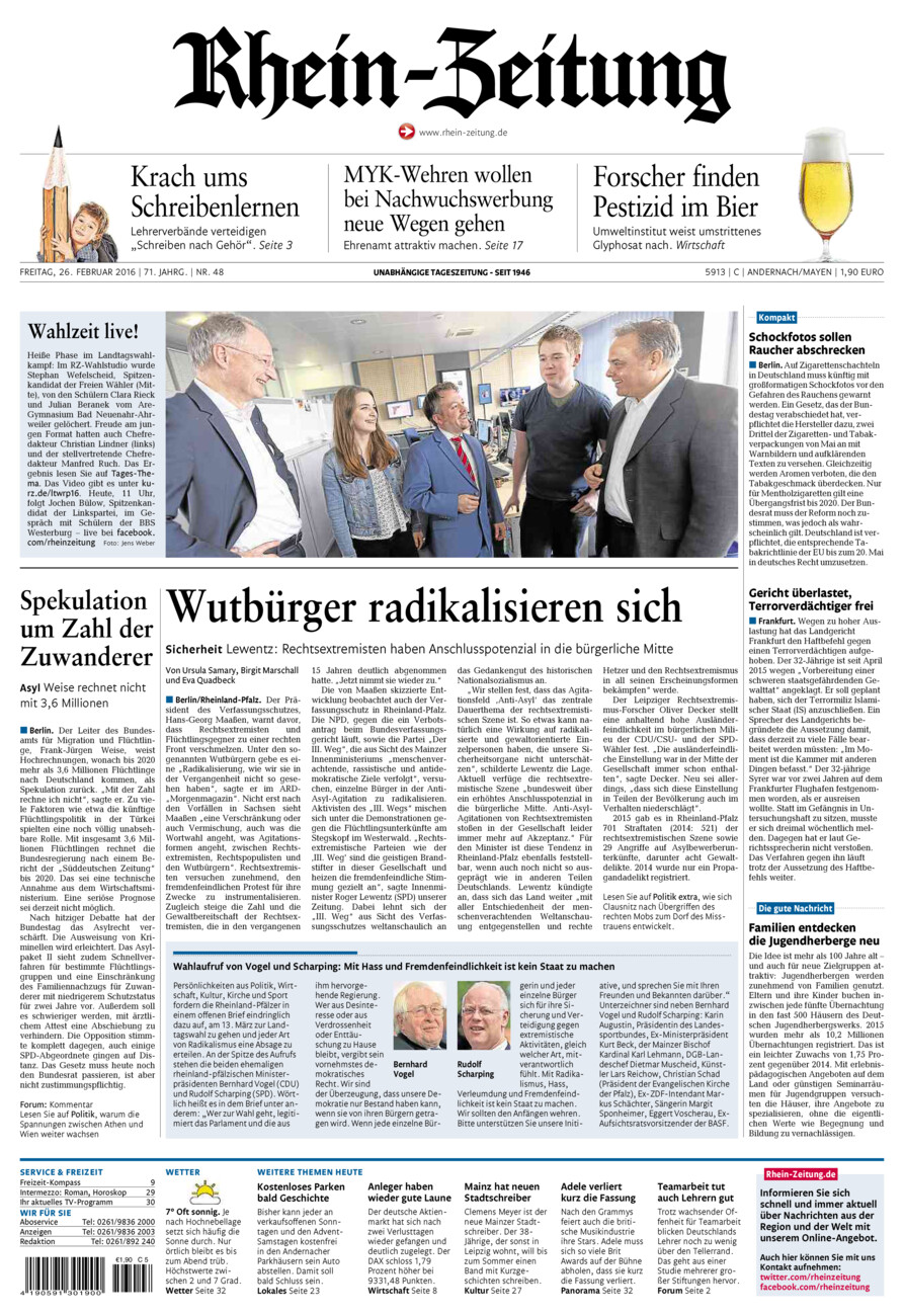 Rhein-Zeitung Andernach & Mayen vom Freitag, 26.02.2016