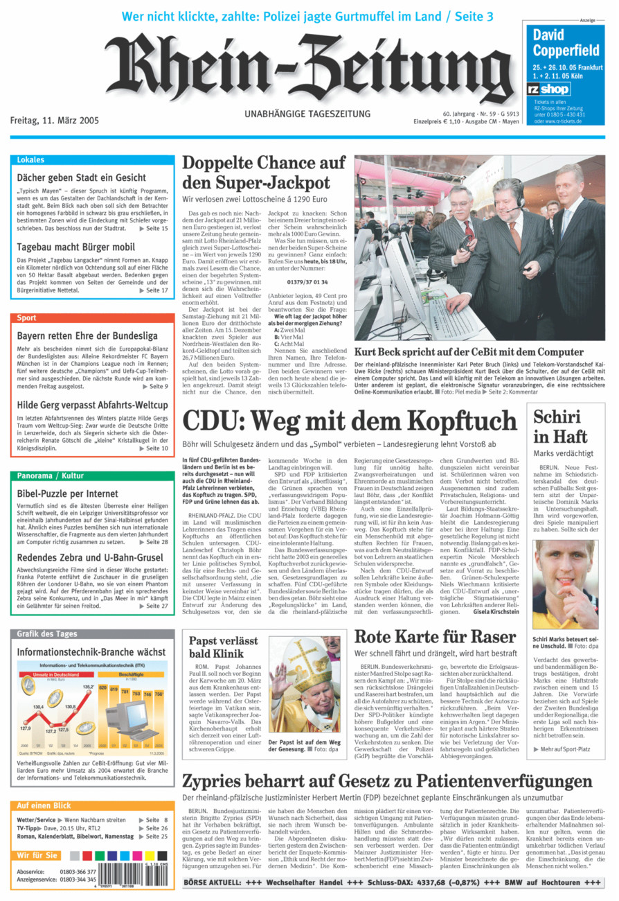 Rhein-Zeitung Andernach & Mayen vom Freitag, 11.03.2005