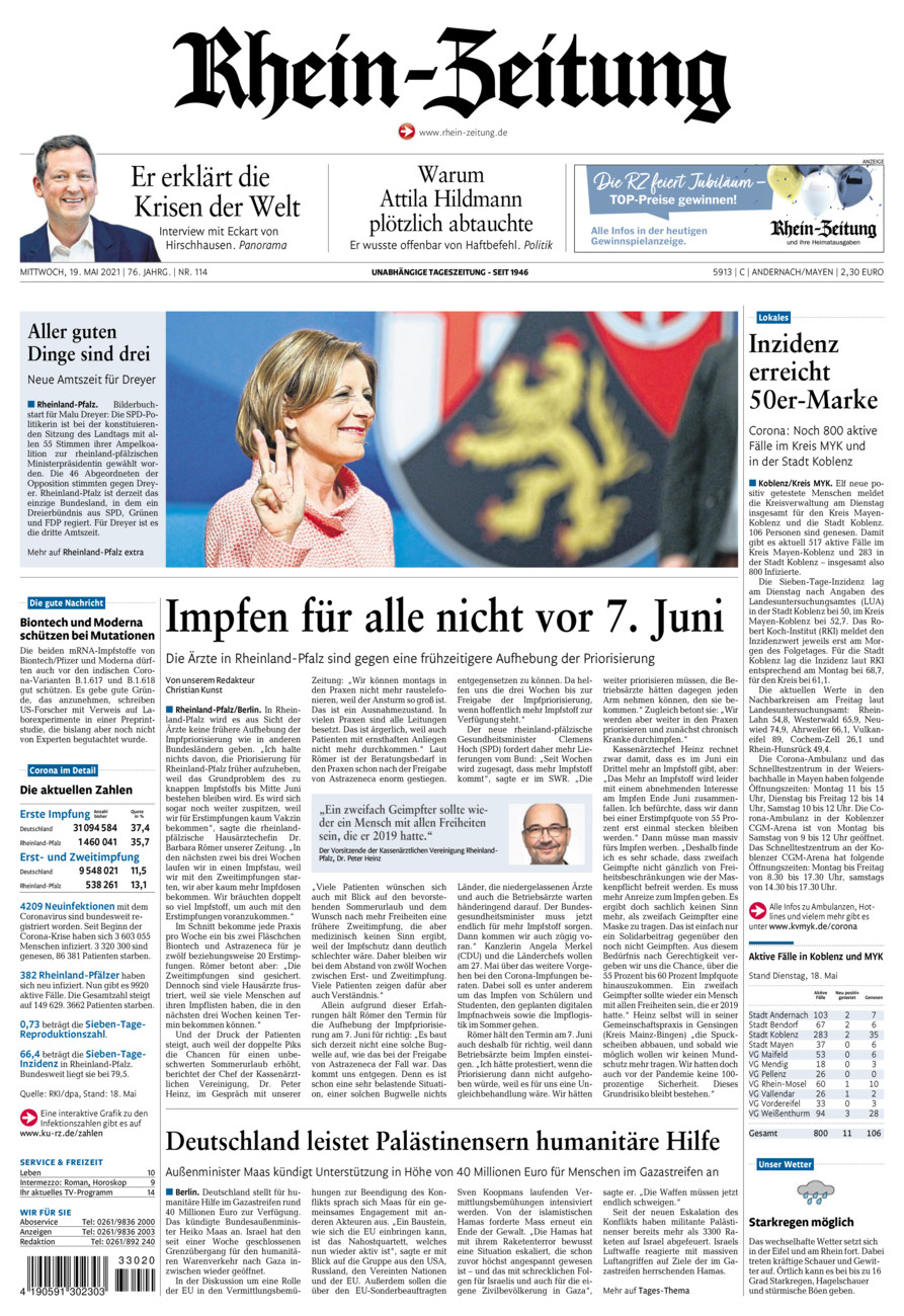 Rhein-Zeitung Andernach & Mayen vom Mittwoch, 19.05.2021