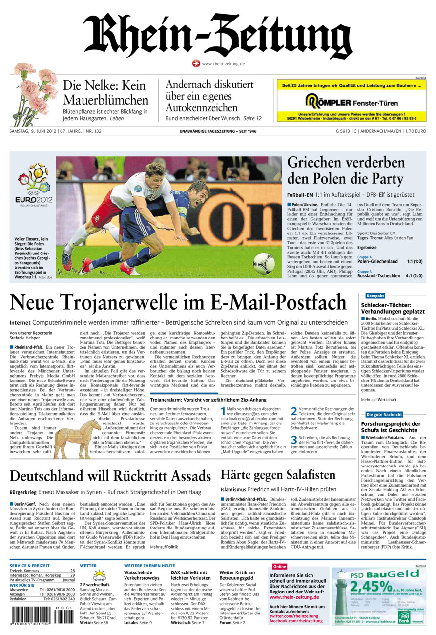 Rhein-Zeitung Andernach & Mayen vom Samstag, 09.06.2012