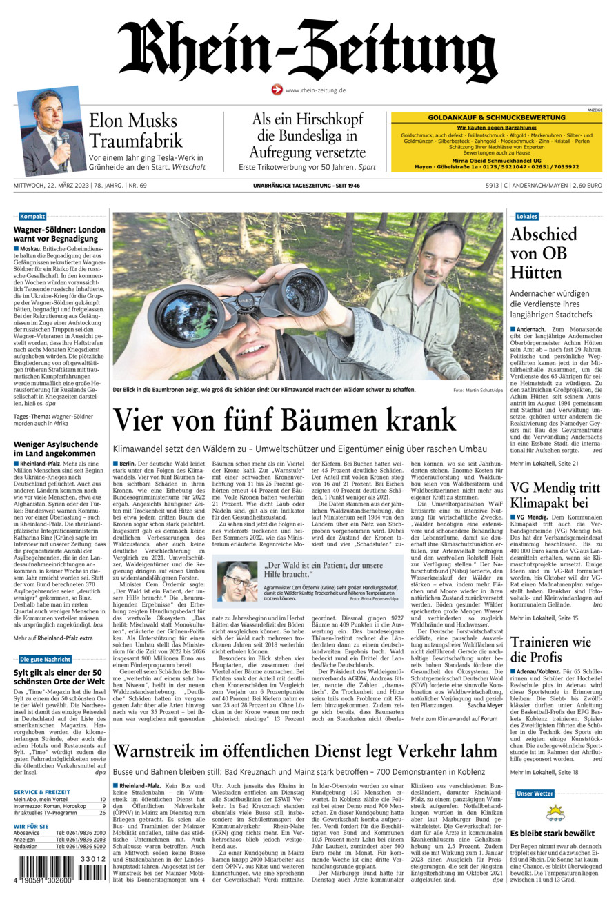 Rhein-Zeitung Andernach & Mayen vom Mittwoch, 22.03.2023
