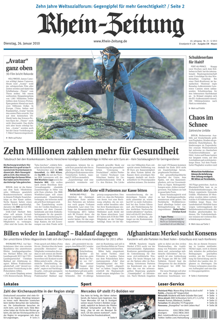 Rhein-Zeitung Andernach & Mayen vom Dienstag, 26.01.2010