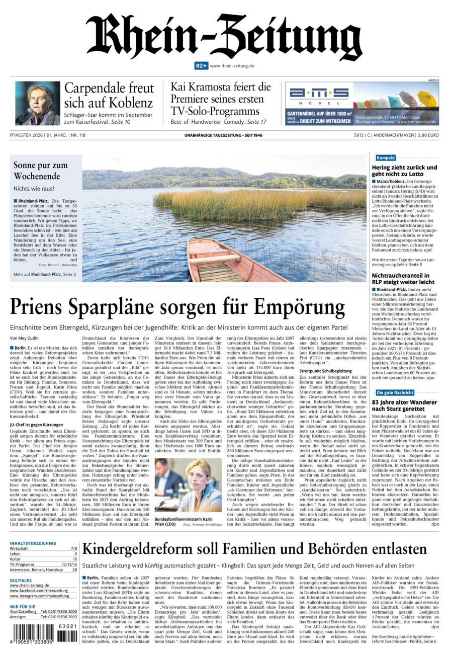 Rhein-Zeitung Andernach & Mayen vom Samstag, 23.05.2026