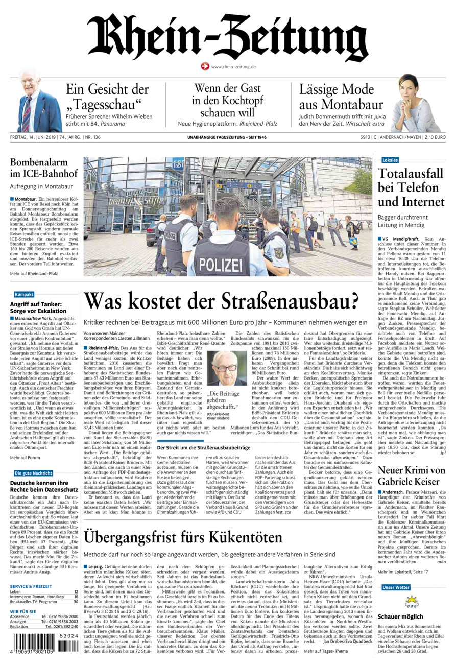 Rhein-Zeitung Andernach & Mayen vom Freitag, 14.06.2019