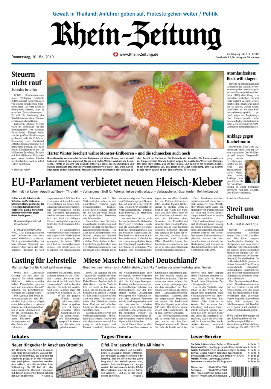 Rhein-Zeitung Andernach & Mayen vom Donnerstag, 20.05.2010