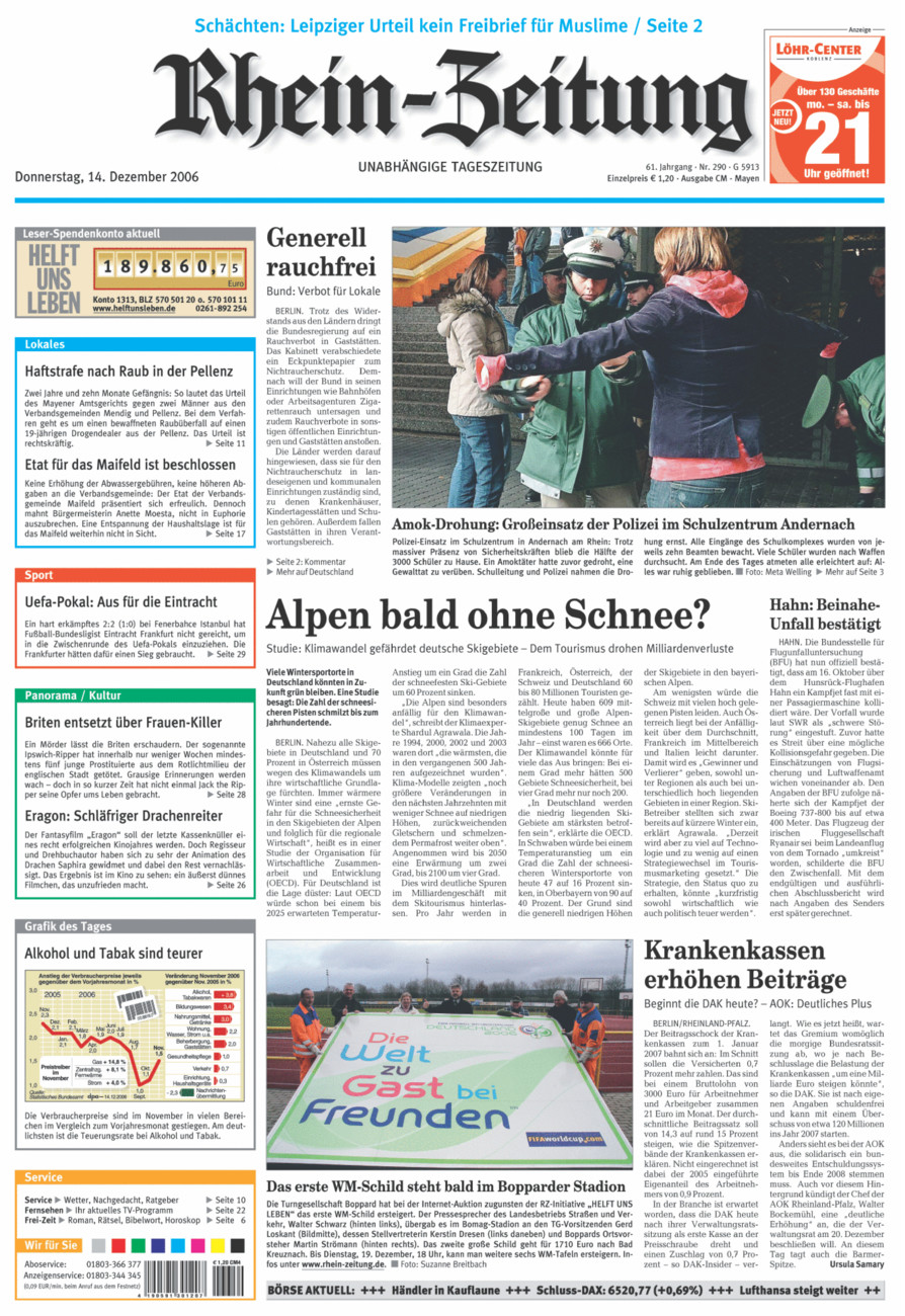 Rhein-Zeitung Andernach & Mayen vom Donnerstag, 14.12.2006