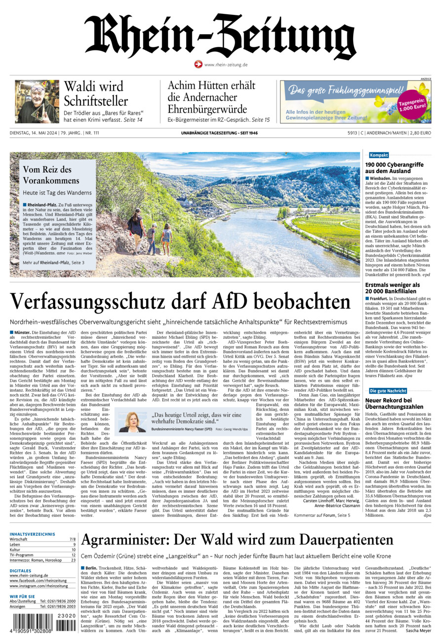 Rhein-Zeitung Andernach & Mayen vom Dienstag, 14.05.2024