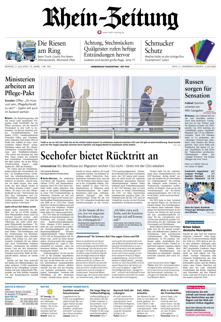 Rhein-Zeitung Andernach & Mayen vom Montag, 02.07.2018