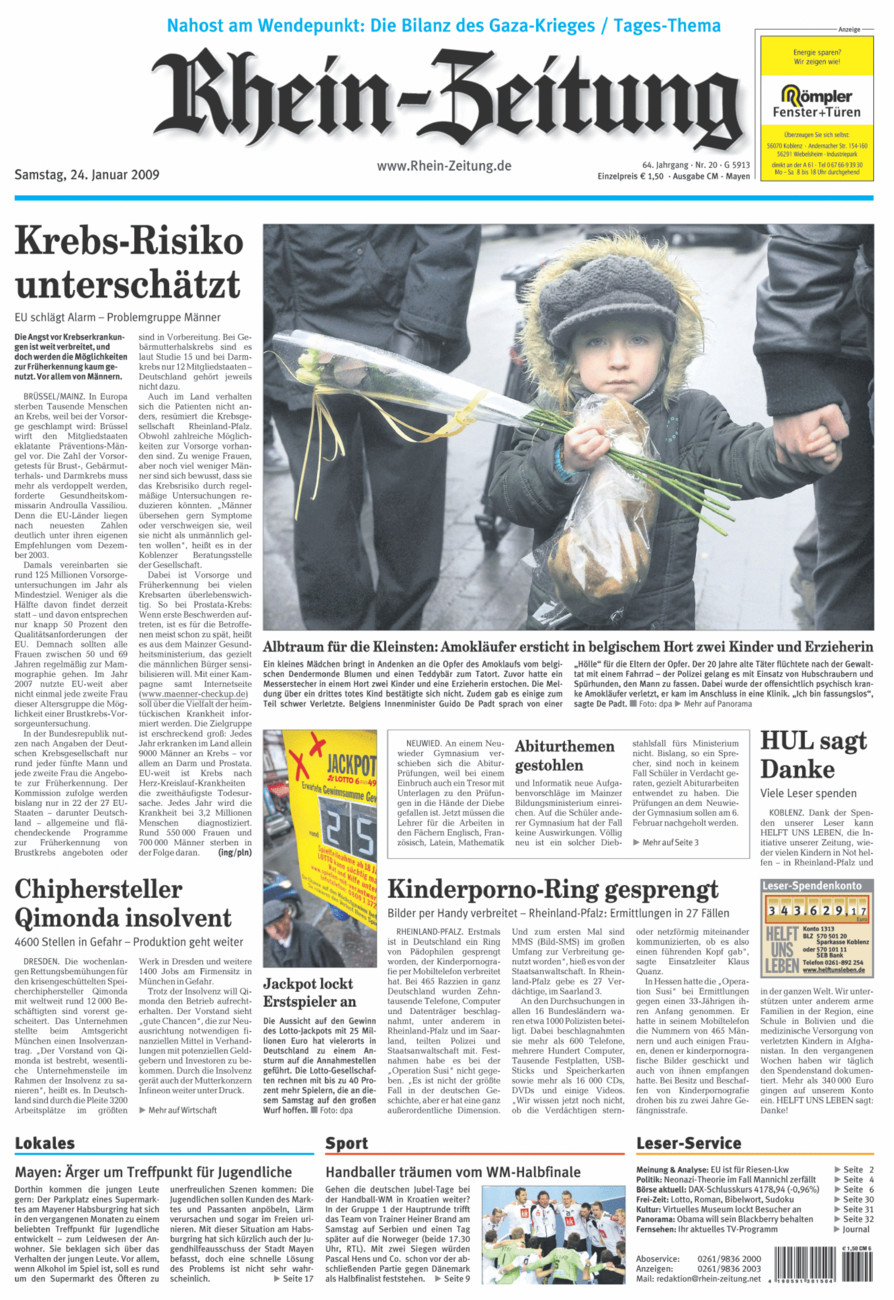 Rhein-Zeitung Andernach & Mayen vom Samstag, 24.01.2009