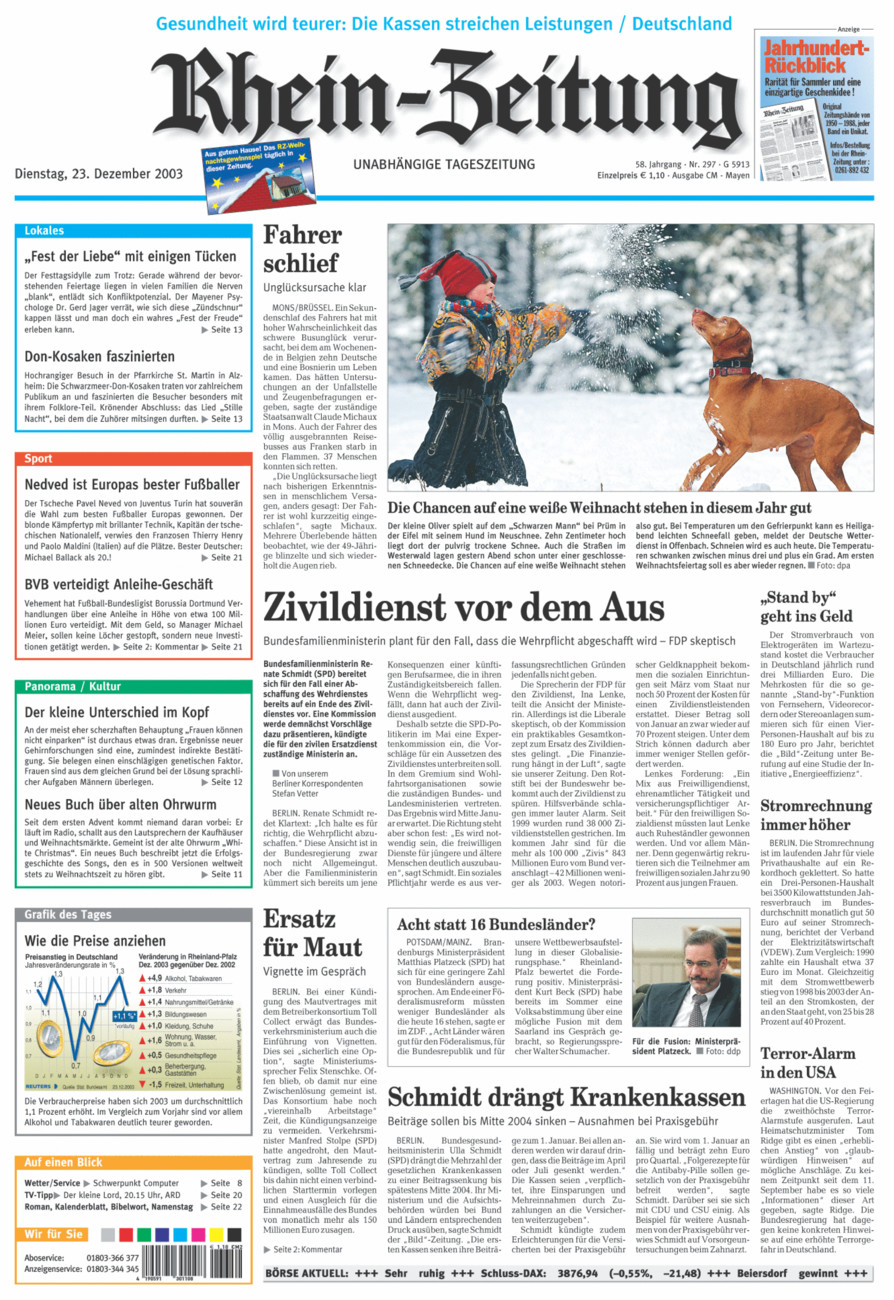 Rhein-Zeitung Andernach & Mayen vom Dienstag, 23.12.2003