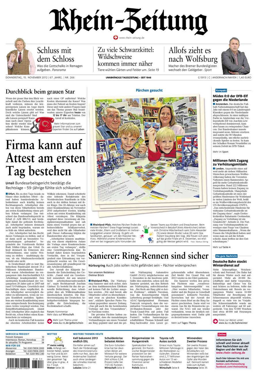 Rhein-Zeitung Andernach & Mayen vom Donnerstag, 15.11.2012
