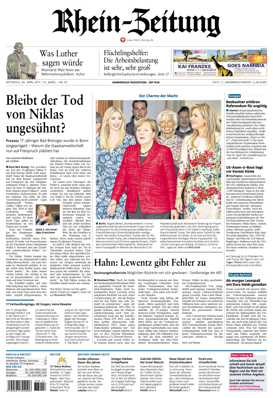 Rhein-Zeitung Andernach & Mayen vom Mittwoch, 26.04.2017