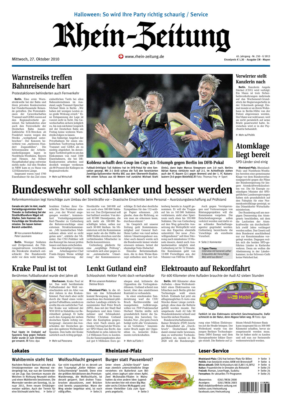 Rhein-Zeitung Andernach & Mayen vom Mittwoch, 27.10.2010