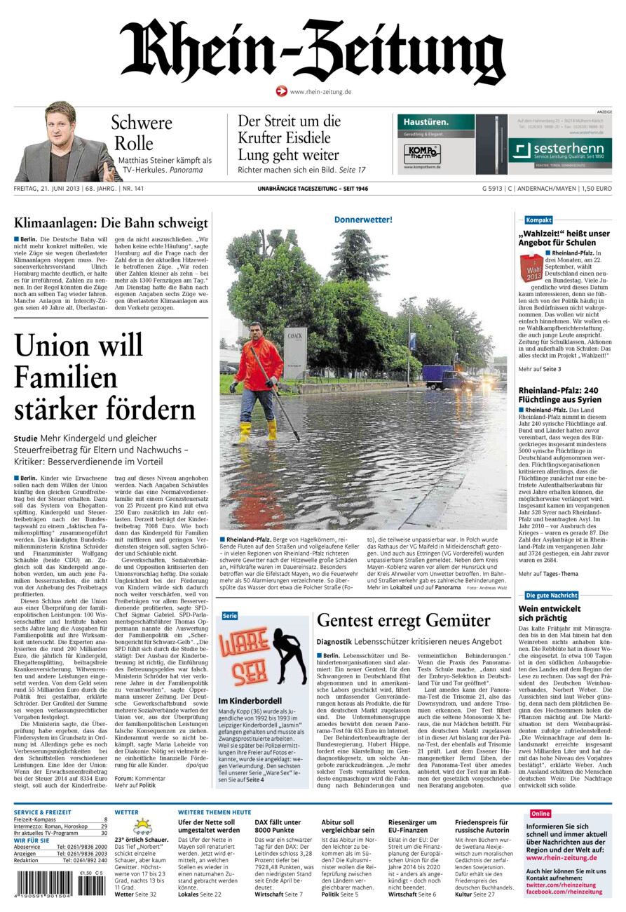 Rhein-Zeitung Andernach & Mayen vom Freitag, 21.06.2013