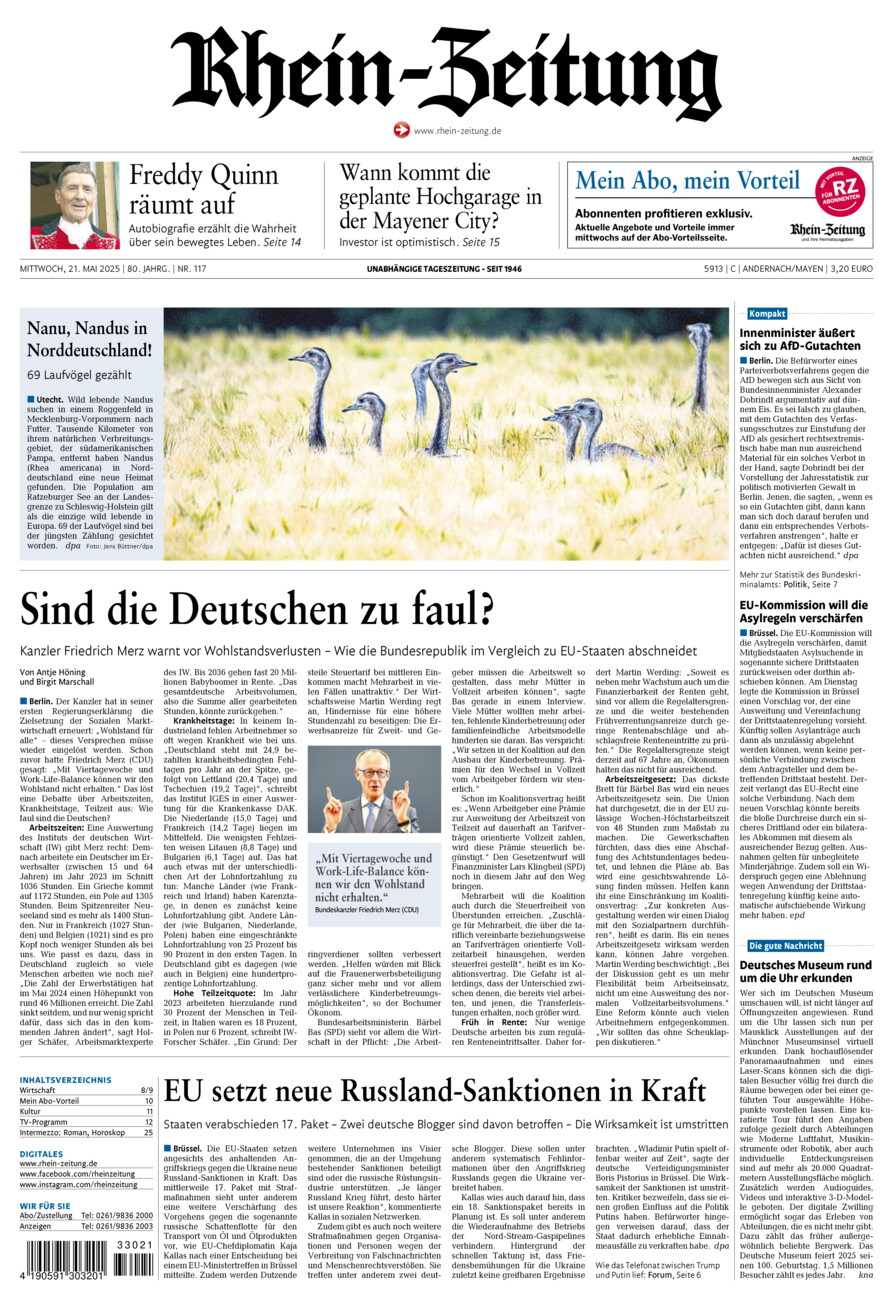Rhein-Zeitung Andernach & Mayen vom Mittwoch, 21.05.2025