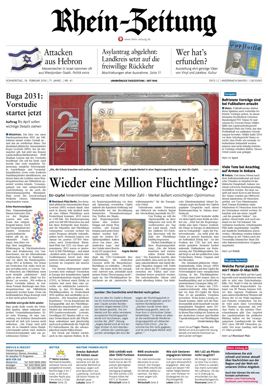 Rhein-Zeitung Andernach & Mayen vom Donnerstag, 18.02.2016