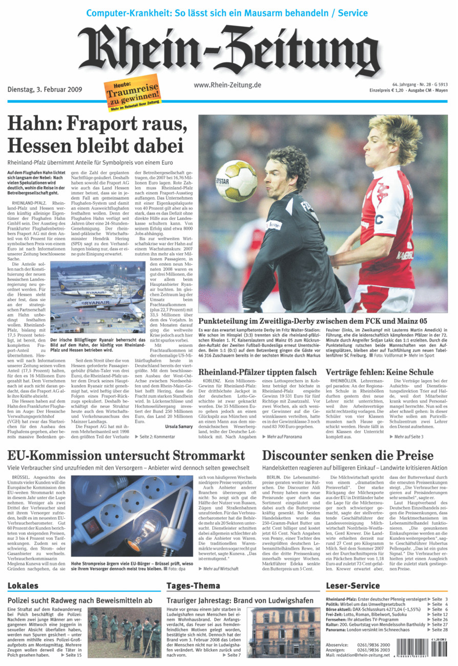 Rhein-Zeitung Andernach & Mayen vom Dienstag, 03.02.2009