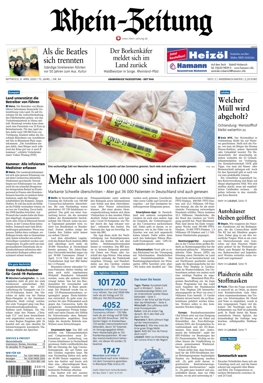 Rhein-Zeitung Andernach & Mayen vom Mittwoch, 08.04.2020